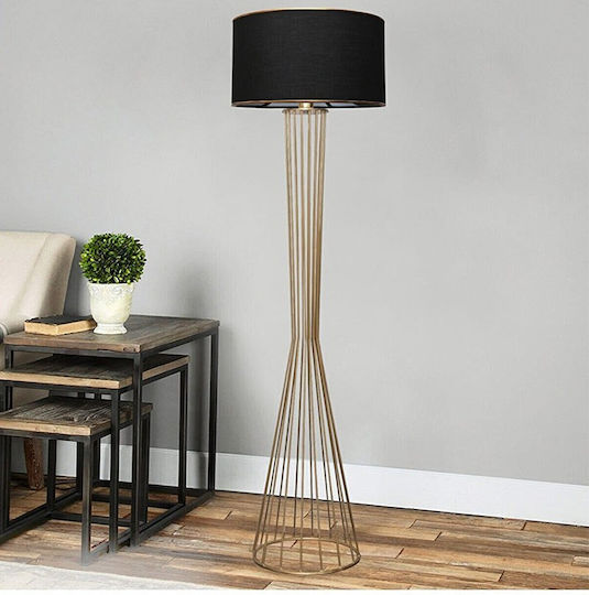 Megapap Clarke Floor Lamp H155xW38cm. with Socket for Bulb E27 Black