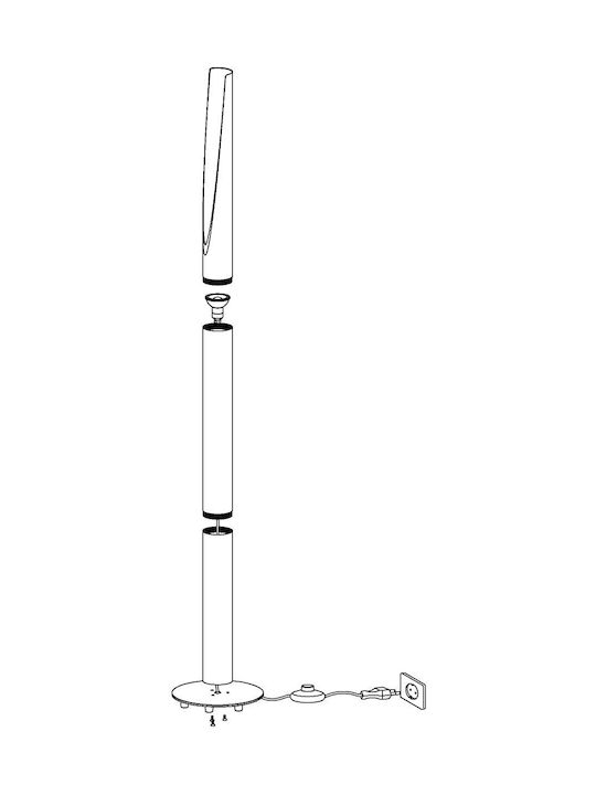 Eglo Barbotto Floor Lamp H137xW18.5cm. with Socket for Bulb GU10 Black