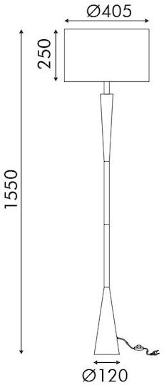 Aca Plann Stehleuchte H155xB40.5cm. mit Fassung für Lampe E27 Schwarz