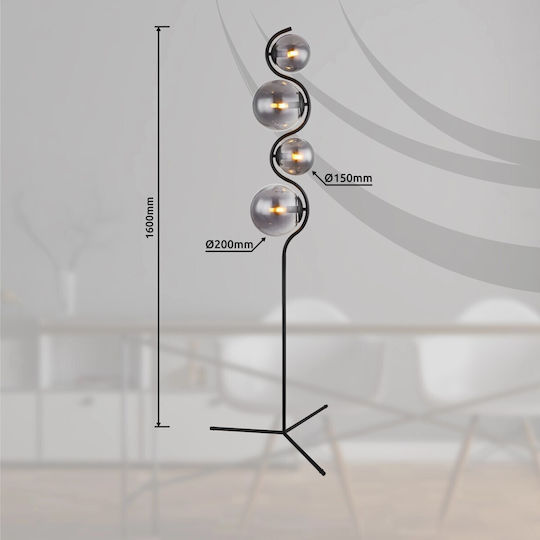 Globo Lighting Floor Lamp H160xW66cm. with Socket for Bulb E14 Black