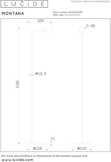 Lucide Lightning Montana Floor Lamp Gray