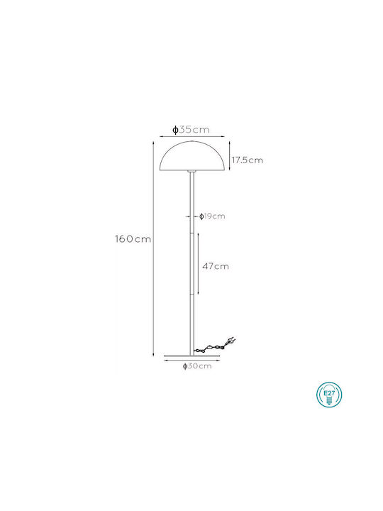 Lucide Lightning Siemon Floor Lamp H160xW35cm. with Socket for Bulb E27 Blue
