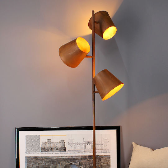 Fan Europe Colt-PT3 Vintage Floor Lamp H165xW51cm. with Socket for Bulb E27 Brown