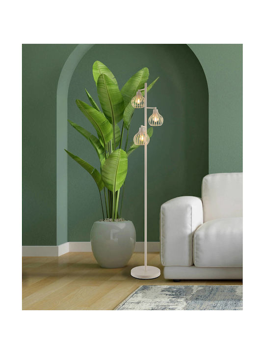 Globo Lighting Floor Lamp H161cm with Lamp Bulb Base E14 Beige