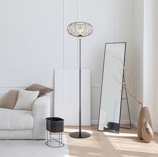 Globo Lighting Floor Lamp H162cm with Lamp Bulb Base for E27 Black