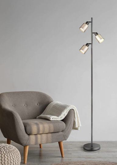 Globo Lighting Floor Lamp Height 161cm with Lamp Bulb Base E14 Grey