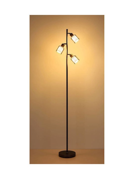 Globo Lighting Floor Lamp Height 161cm with Lamp Bulb Base E14 Grey