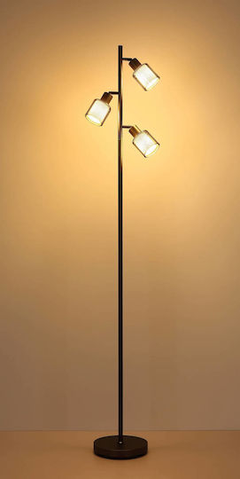 Globo Lighting Floor Lamp Height 161cm with Lamp Bulb Base E14 Grey