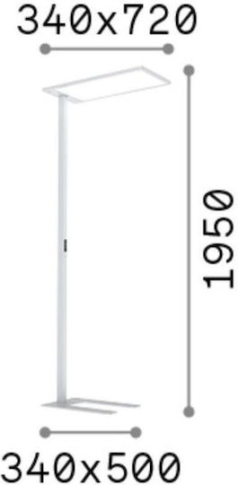 Ideal Lux Comfort LED Floor Lamp H195xW50cm. with Warm White Light 10300lm Black