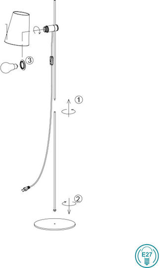 Faro Barcelona Guadalupe Stehleuchte H150xB15cm. mit Fassung für Lampe E27 Schwarz