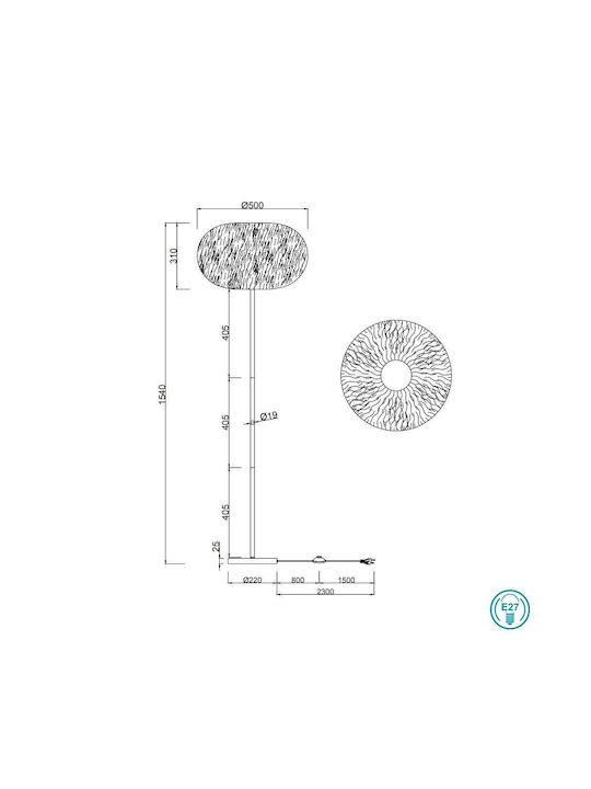 Trio Lighting Furry Φωτιστικό Δαπέδου Υ154xΜ50εκ. με Ντουί για Λαμπτήρα E27 Λευκό