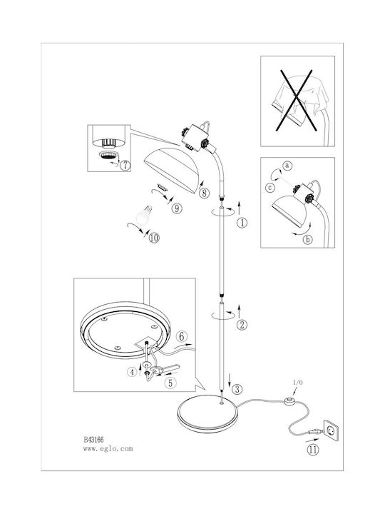 Eglo 44059 Floor Lamp Lubenham 1xe27 28w 230v FSC Certified