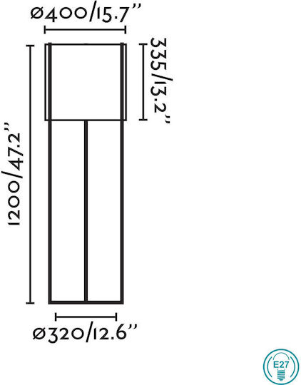 Faro Barcelona Drum Stehleuchte H120xB40cm. mit Fassung für Lampe E27 Gray