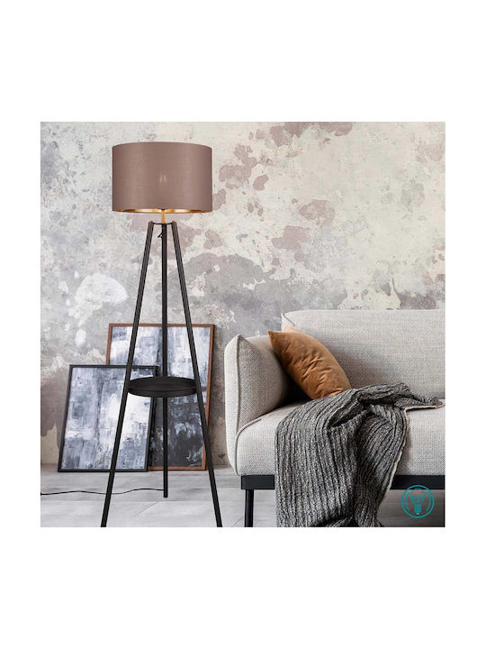 Trio Lighting Floor Lamp H152xW57cm. with Socket for Bulb E27 Black