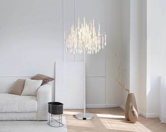 Globo Lighting Floor Lamp Height 165cm with Lamp Bulb Base E14 Silver