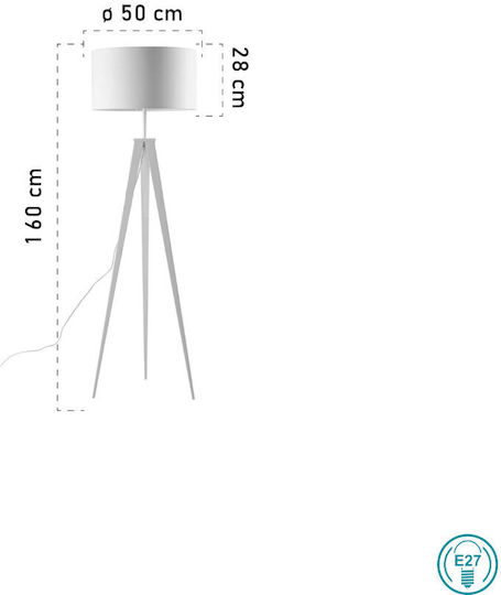 Fan Europe Ibis-PT Vintage Floor Lamp H160xW50cm. with Socket for Bulb E27 White