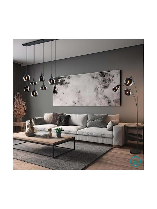 Trio Lighting Lumina Lampa de podea Î200xL72cm. cu Soclu pentru Bec E14 Negru