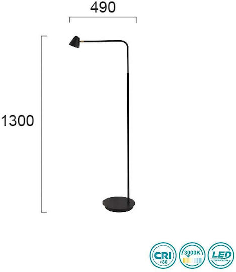 Viokef Enzo LED Φωτιστικό Δαπέδου Υ130xΜ49εκ. με Θερμό Λευκό Φως 447lm Μαύρο
