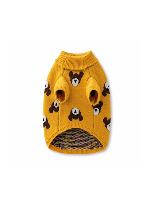 Knitted Sweater Small Dogs Bear Pattern Yellow