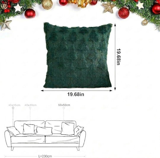Decorative Pillowcases Christmas Green Christmas Trees 4 Pcs 50x50 Cm