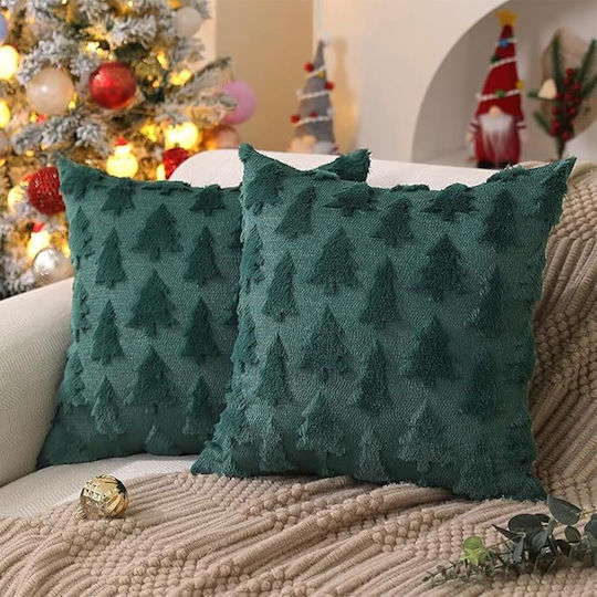 Decorative Pillowcases Christmas Green Christmas Trees 4 Pcs 50x50 Cm