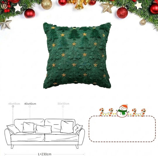 Shengruili Nikcorp Christmas Decorative Fluffy Green Pillowcases 2 Pcs 40x40 Cm