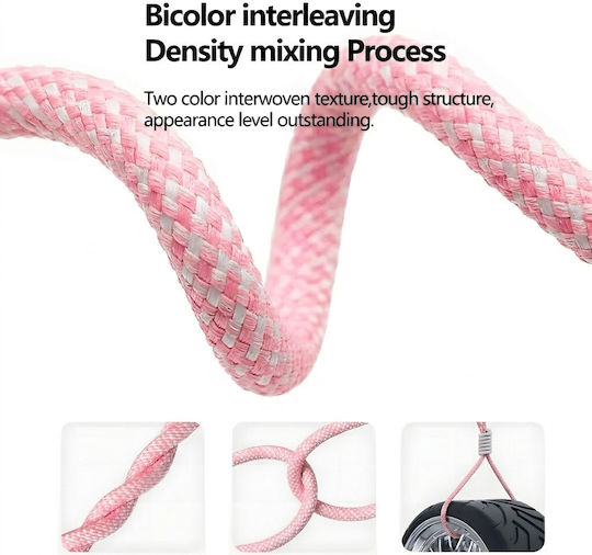 Leewello Braided USB-C Male To USB-C 60W PD Pink 1m Cable