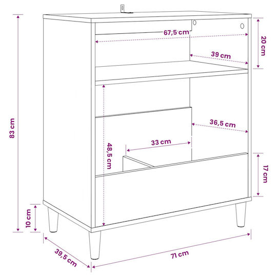vidaXL Έπιπλο Hi-Fi Λευκό 39.5x71x83cm