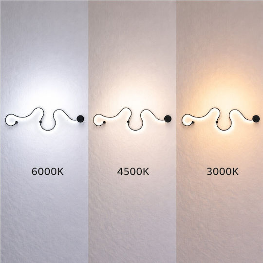 VenCore Modern Wall Lamp with Integrated LED and Warm to Cool White Light Black 33x6cm