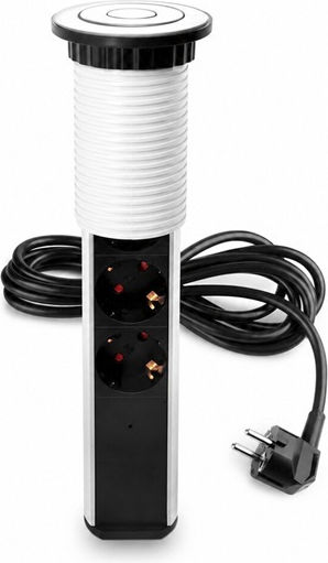 Emuca Τριπλή Πρίζα Ρεύματος με 1 Θύρα USB με Καπάκι Λευκή