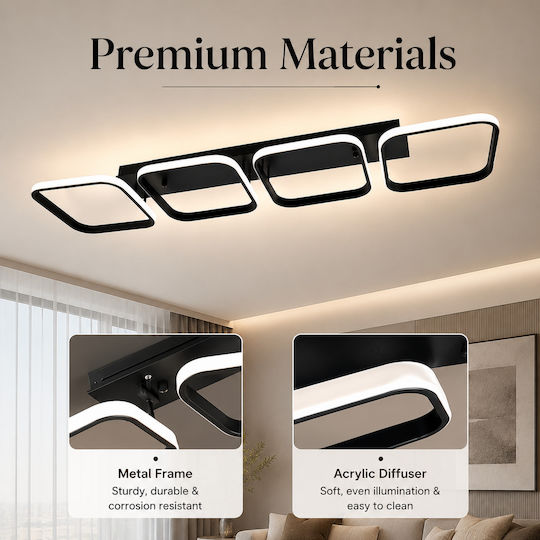 Lightplanet Πλαφονιέρα Οροφής Μπεζ με Ενσωματωμένο LED και Τηλεχειριστήριο