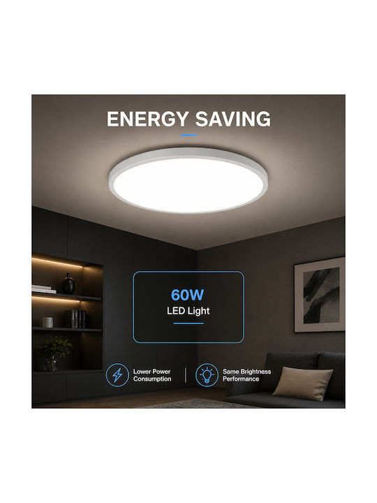 Jiju Plafonieră de Tavan pentru Baie 50cm Transparentă cu LED Integrat