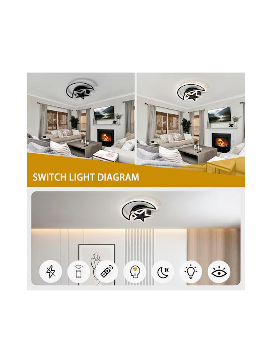 Lightplanet Inteligent Plafonieră de Tavan Neagră cu LED Integrat