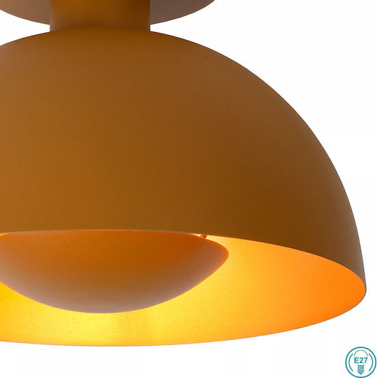 Lucide Lightning Siemon Πλαφονιέρα Οροφής 25εκ. Κίτρινη με Ντουί E27