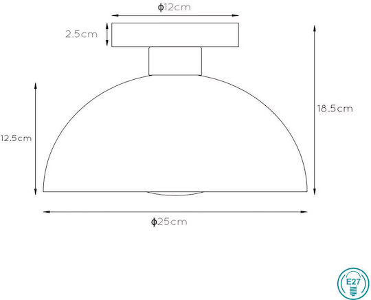 Lucide Lightning Siemon Πλαφονιέρα Οροφής 25εκ. Κίτρινη με Ντουί E27