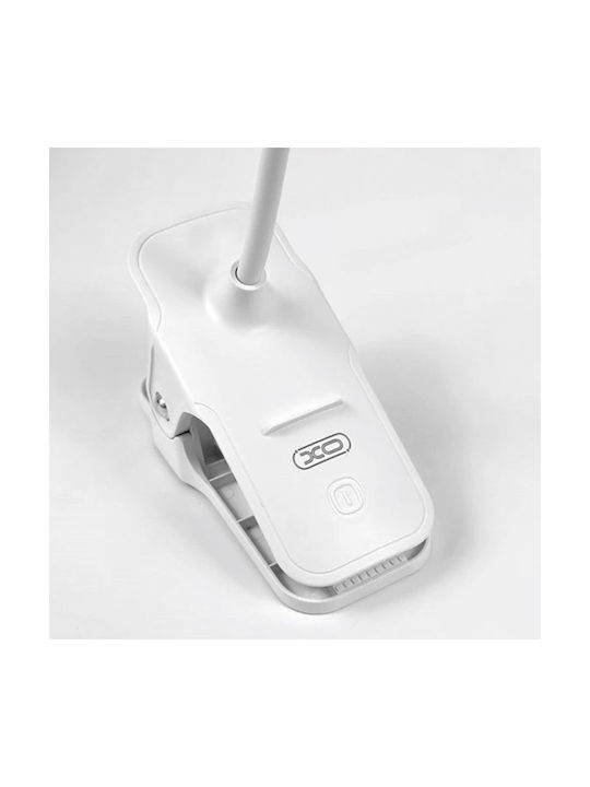 XO Rechargeable LED Office Lamp with Flexible Arm and Clip in White Color