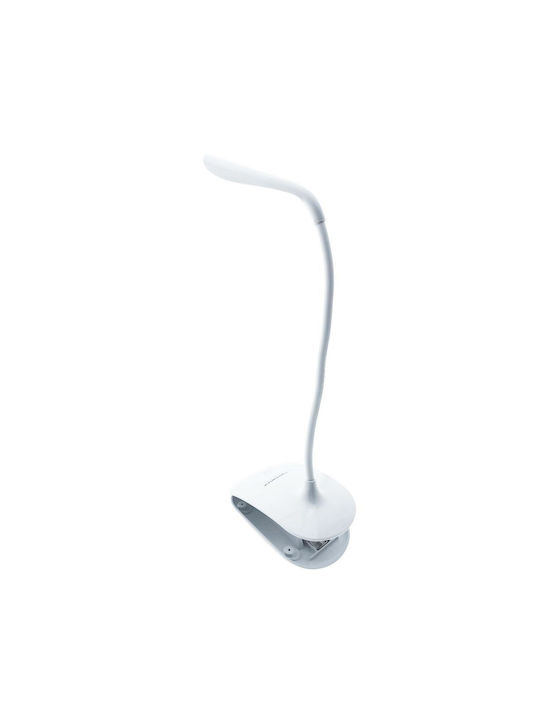 Esperanza Deneb LED Office Lamp with Flexible Arm and Clip in White Color