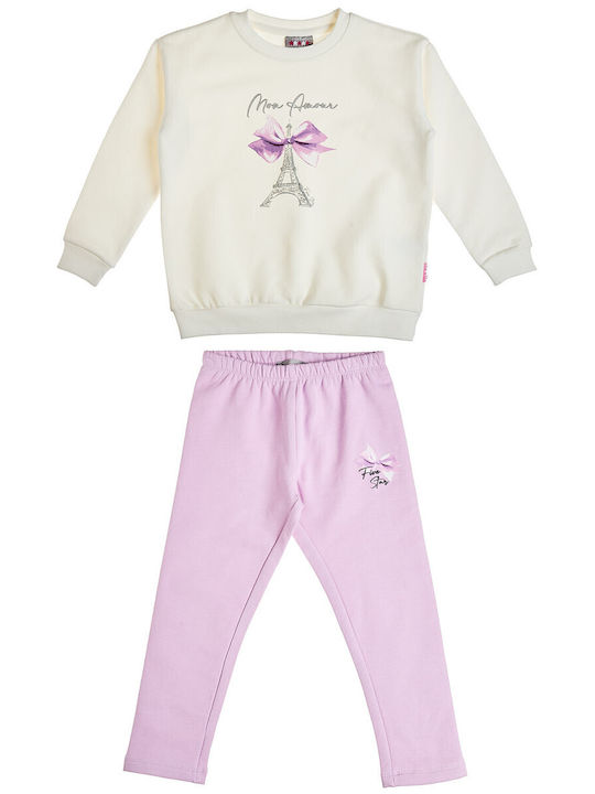Kids Sweatpants Set With Top Ecru 3 Pieces