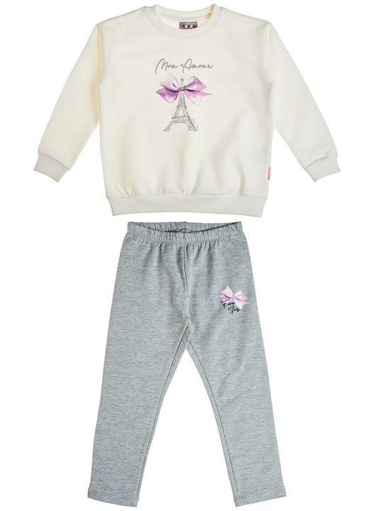 Kids Sweatpants Set With Top Ecru 3 Pieces