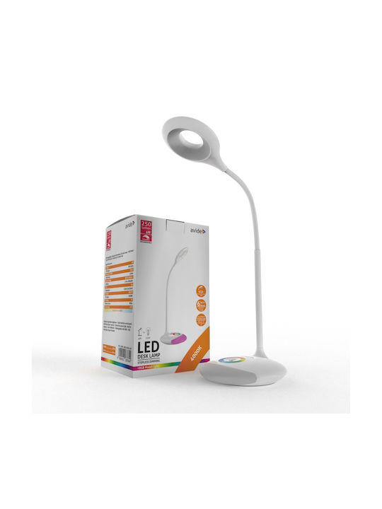 Avide ABLDLRGB-4W Rechargeable LED Office Lamp with Flexible Arm in White Color