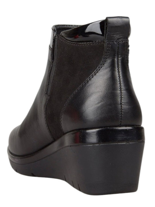 Leder Damen Stiefeletten Schwarz