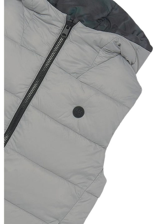 Kids Casual Sleeveless Short Hooded Jacket Anthracite