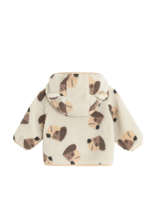 Kids Casual Short Coat with Hood Beige