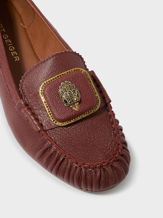 Leder Damen Mokassins in Burgundischer Farbe