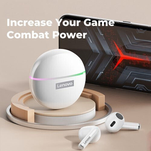 Lenovo Thinkplus XT97 Earbud Bluetooth Handsfree Earphones with Charging Case White