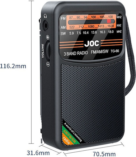 Joc TG-66 Портативно Акумулаторно Радио с USB Черно