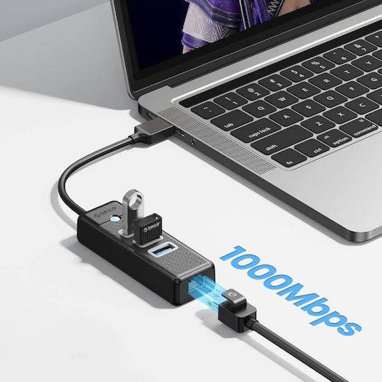 Orico Hub 4 Ports with USB-A / Ethernet Connection