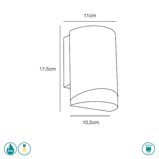 Nordlux Arn Aplica de exterior montată pe perete GU10 IP44 11x17.5εκ.