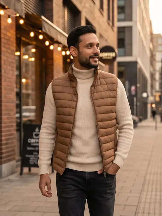 Без ръкави яке Puffer Тютюнев