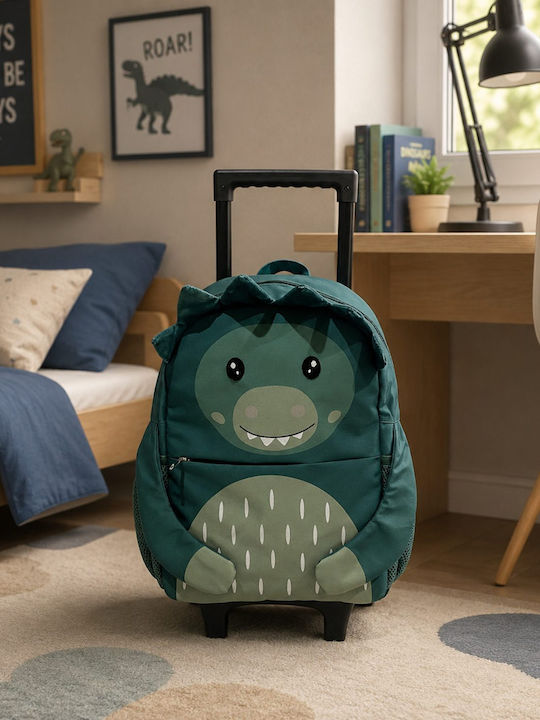abo You Croc My World School Trolley Bag Kindergarten with Water Bottle Holder Green 26 x 12 x 35cm